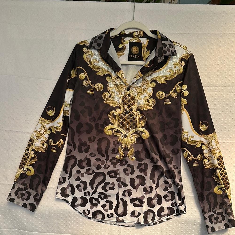 Men's Black and Gold Dress Shirt